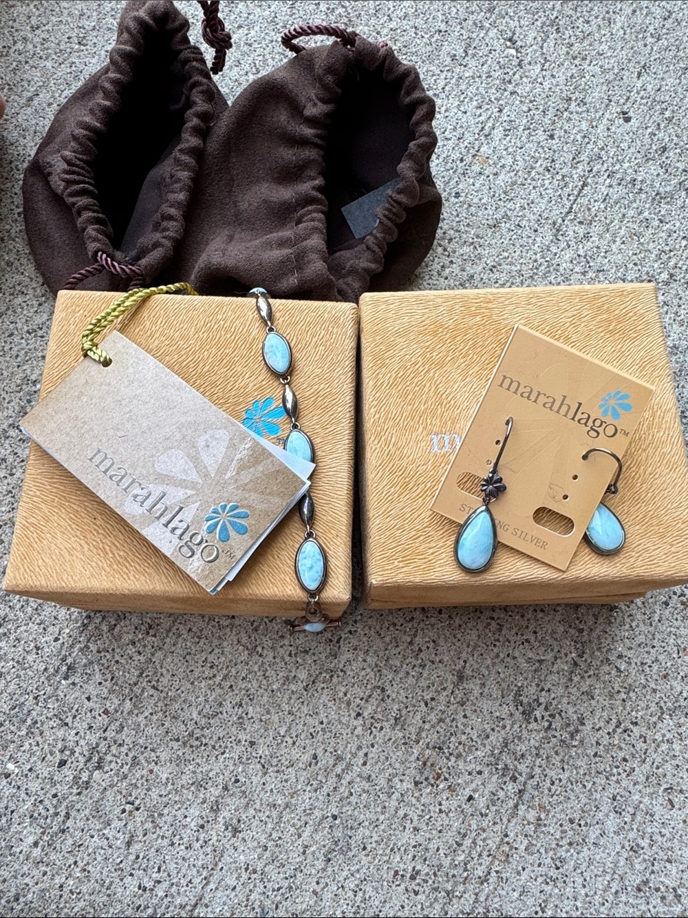 Marahlago Blue Teardrop Bracelet and Earrings Set